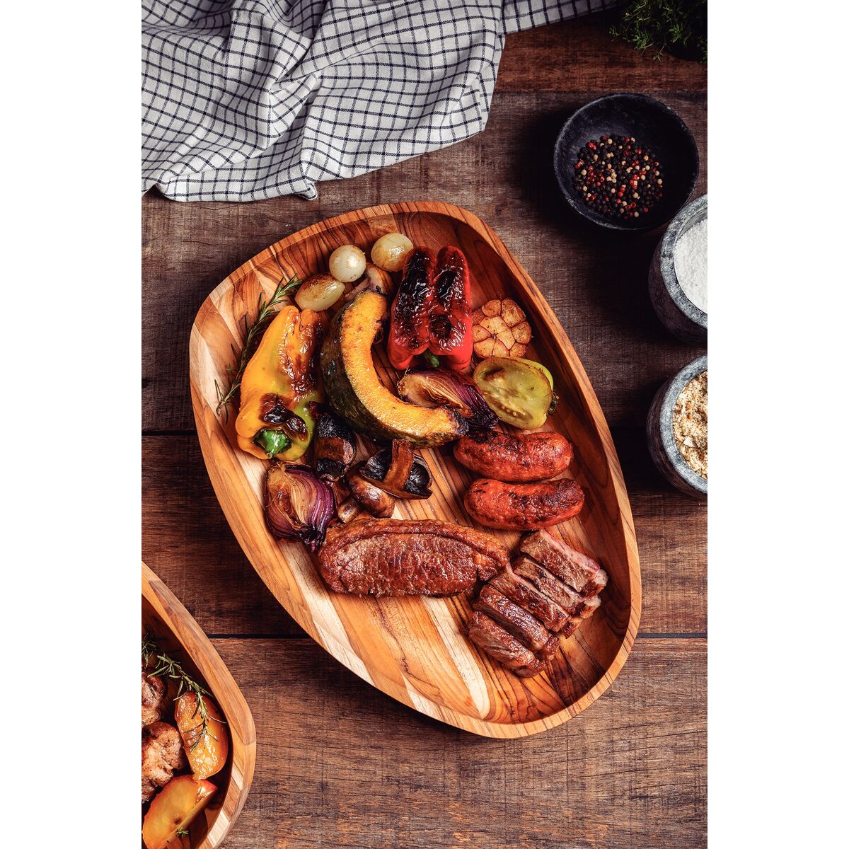Tramontina Tabla Bandeja de Madera Teca Churrasco Premium 44 x 33 cm