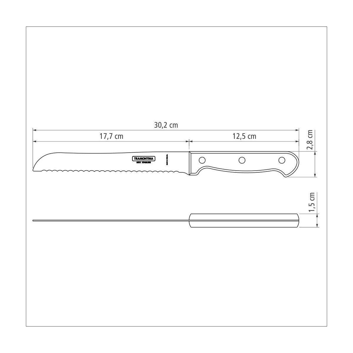 Tramontina Cuchillo para Pan Polywood Castaño 18 cm
