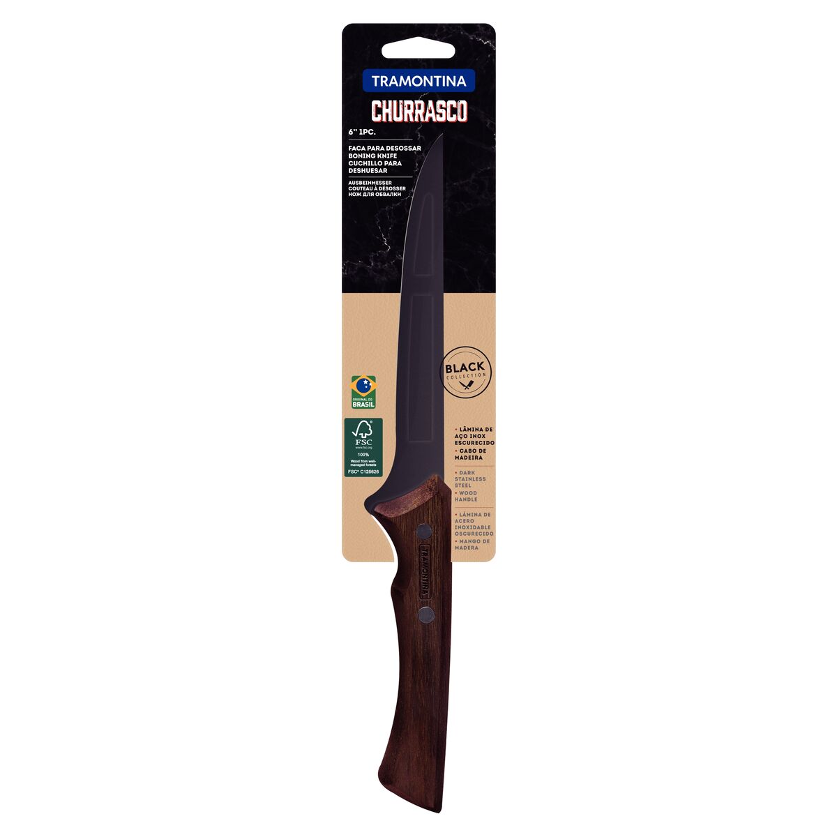 Cuchillo para Deshuesar en Acero Inoxidable Black Collection FSC 15 cm