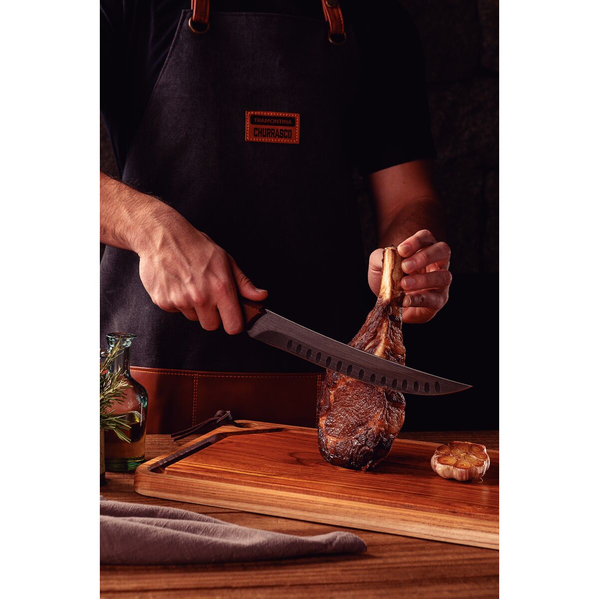 Cuchillo para Carne en Acero Inoxidable Alveolado Curvo Black Collection FSC 25 cm