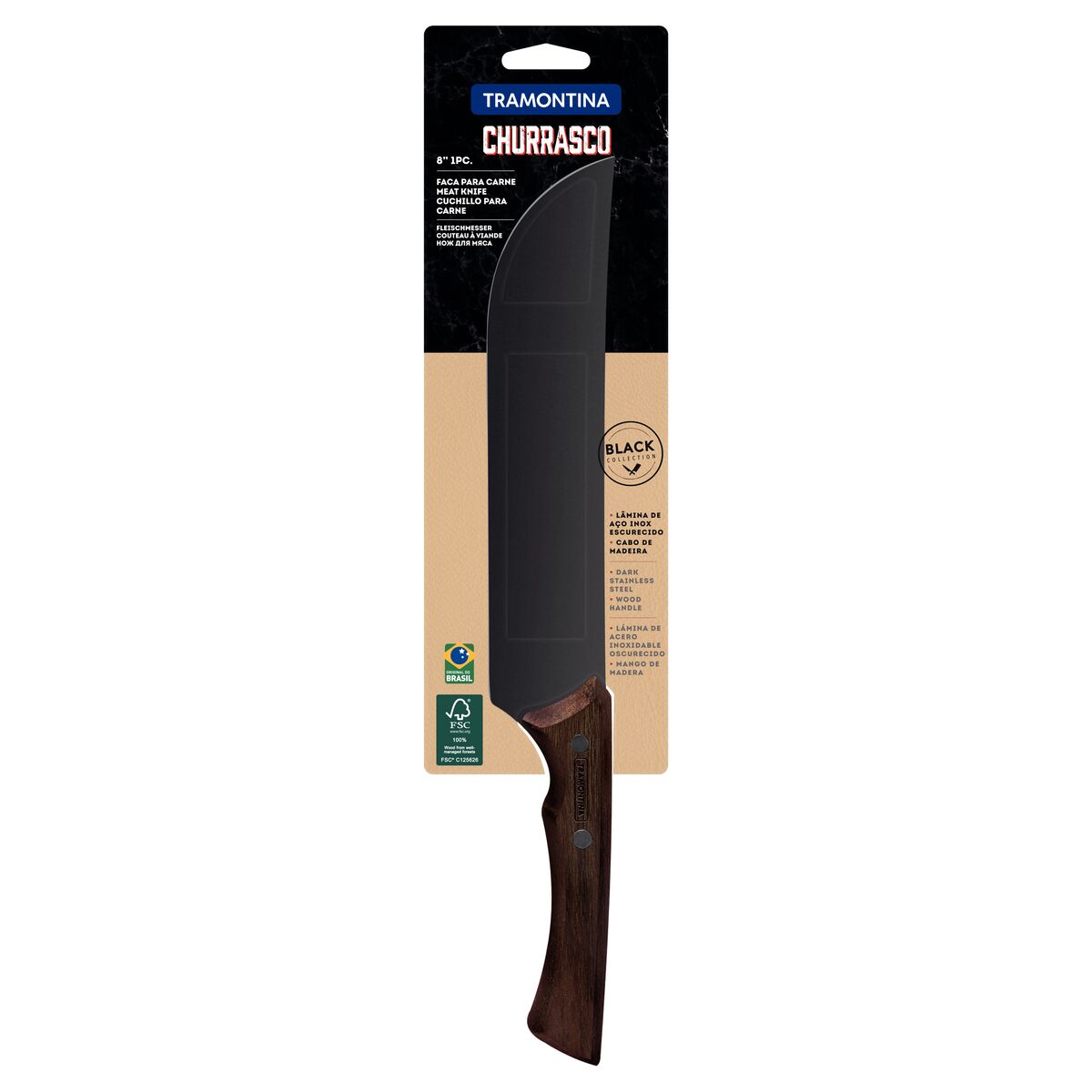 Tramontina Cuchillo para Carne en Acero Inoxidable Black Collection FSC 20 cm
