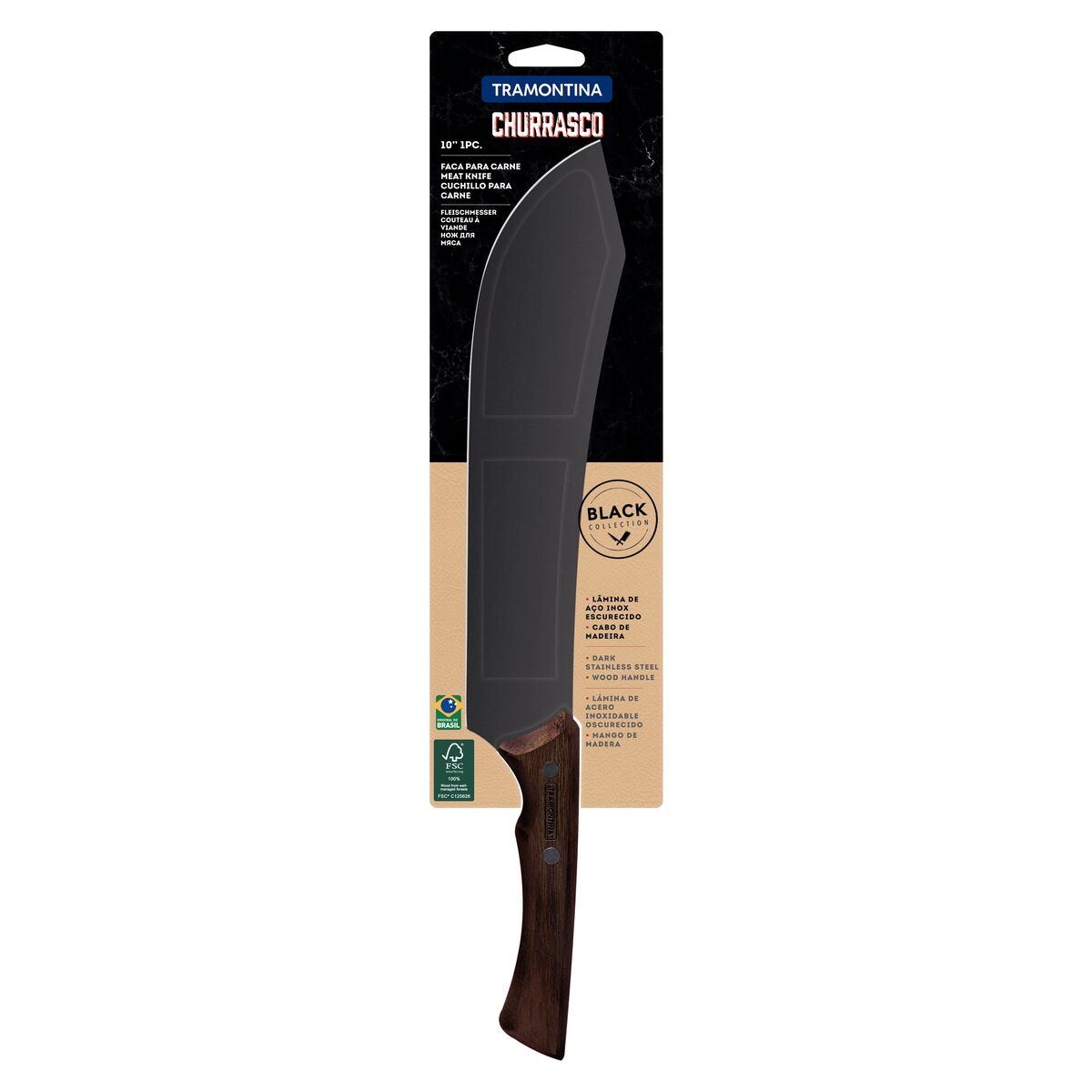 Cuchillo para Carne en Acero Inoxidable Black Collection FSC 25 cm