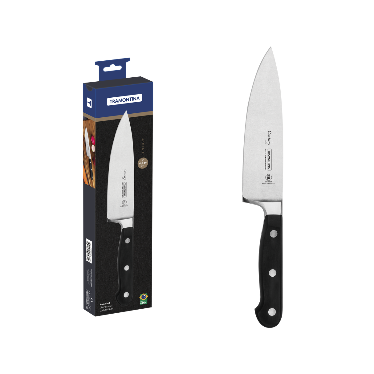 Tramontina Cuchillo Chef en Acero Inoxidable Century NSF 15 cm