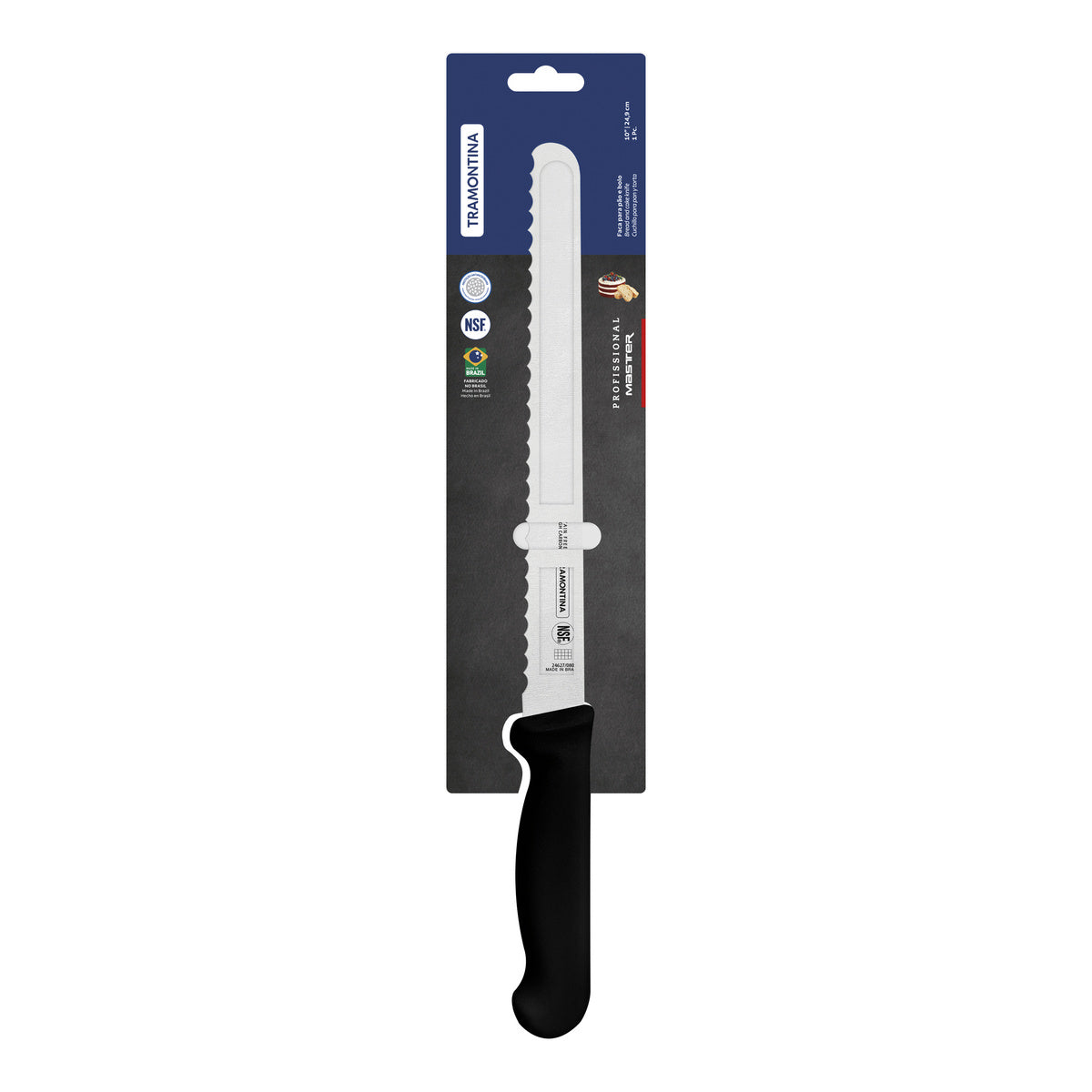 Cuchillo para Pan en Acero Inoxidable Professional Master Negro NSF 25 cm