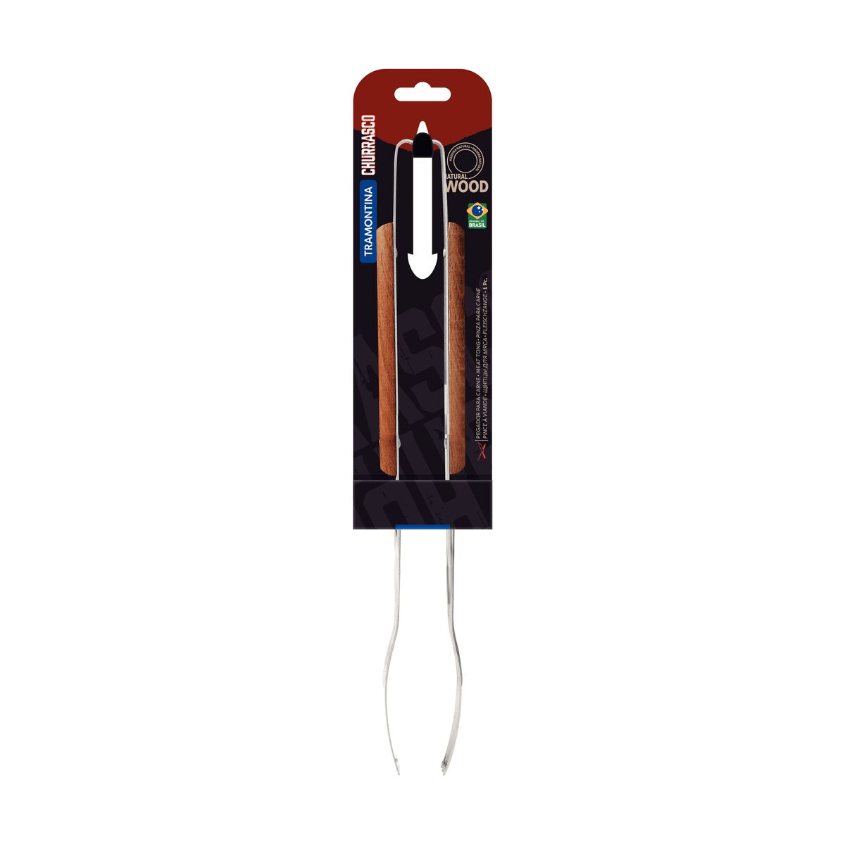 Tramontina Pinza para Carne de Acero Inoxidable con Mango de Madera 47 cm