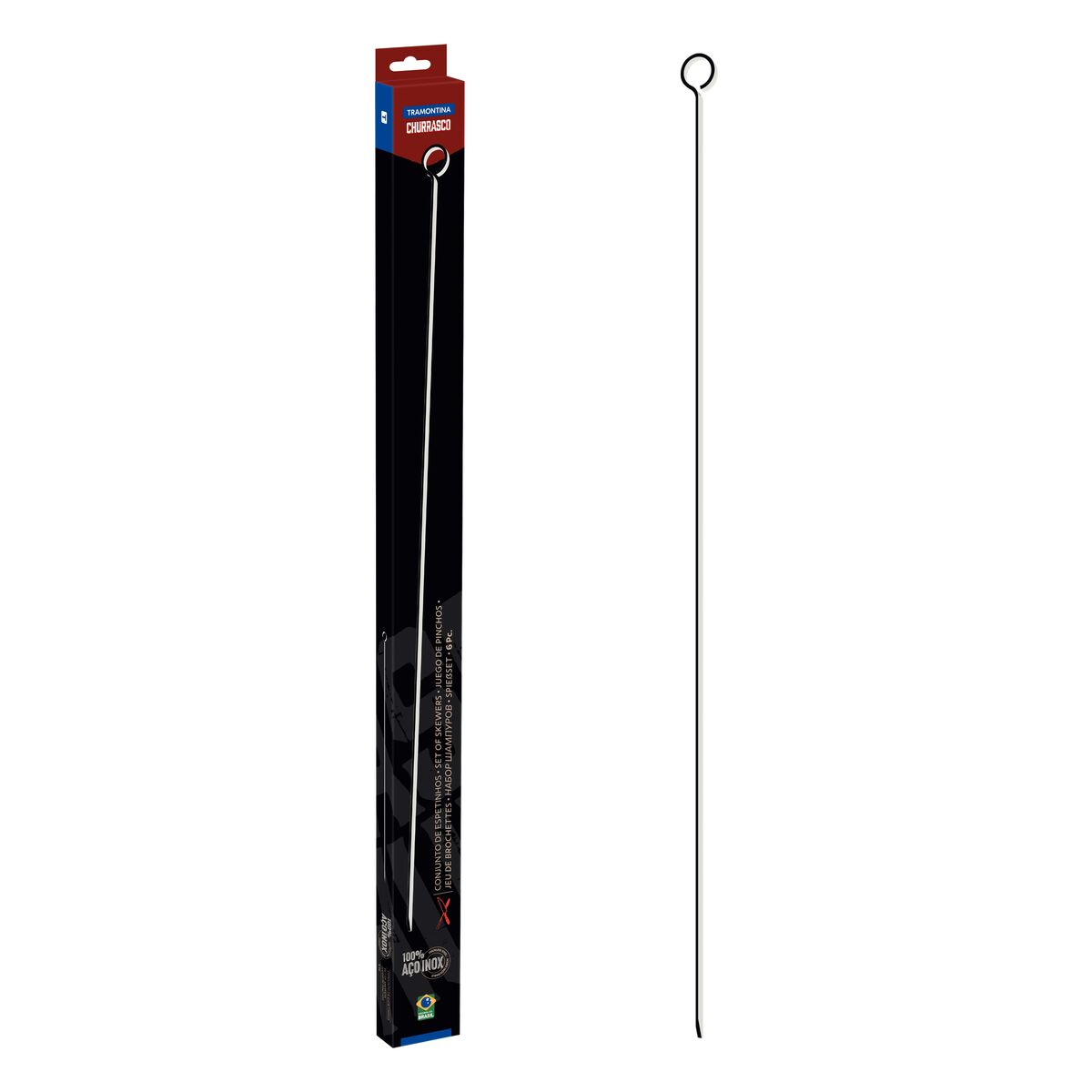 Tramontina Juego de 6 Pinchos Brochetas en Acero Inoxidable 40 cm