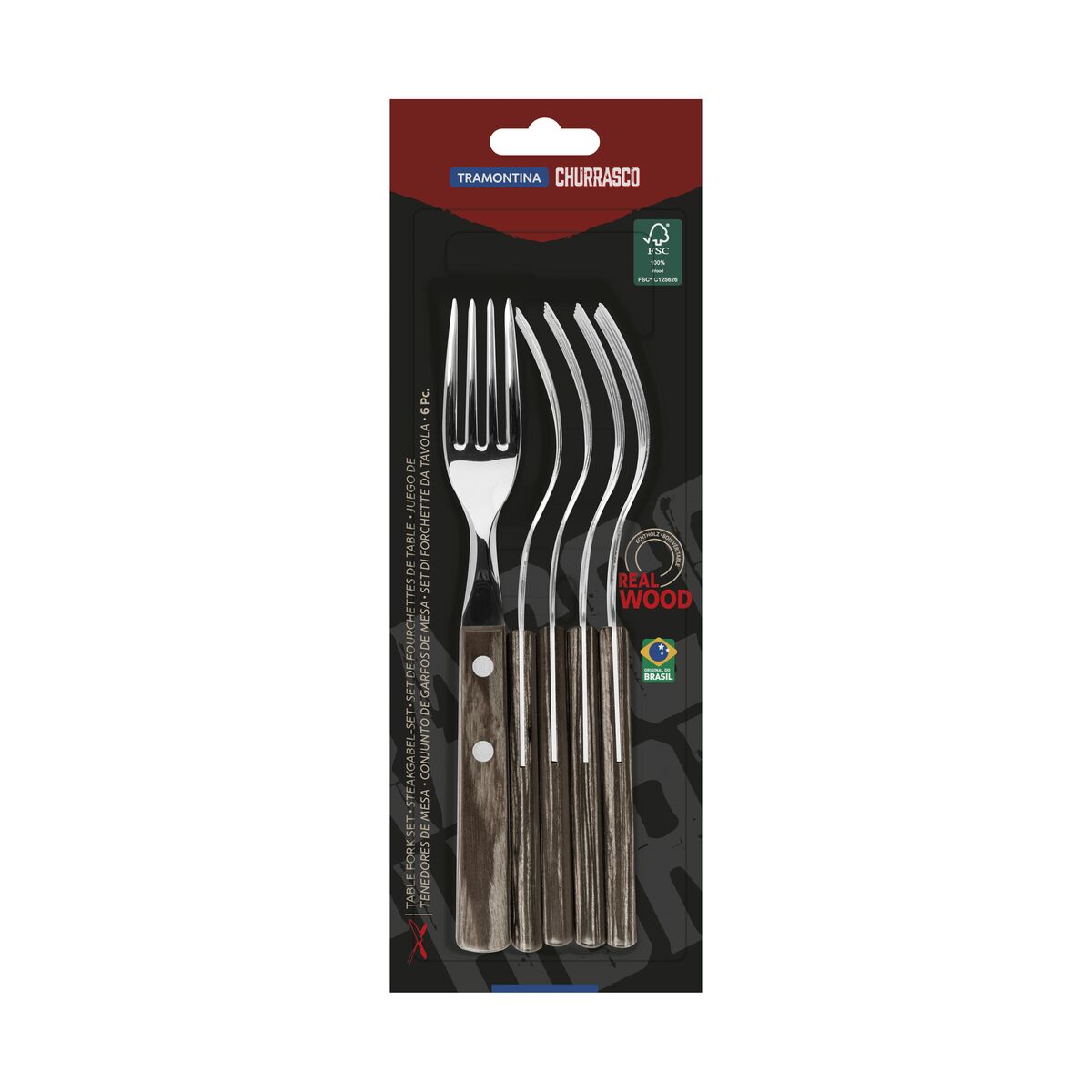 Tramontina Juego de Tenedores para Carne Polywood Castaño FSC 6 piezas