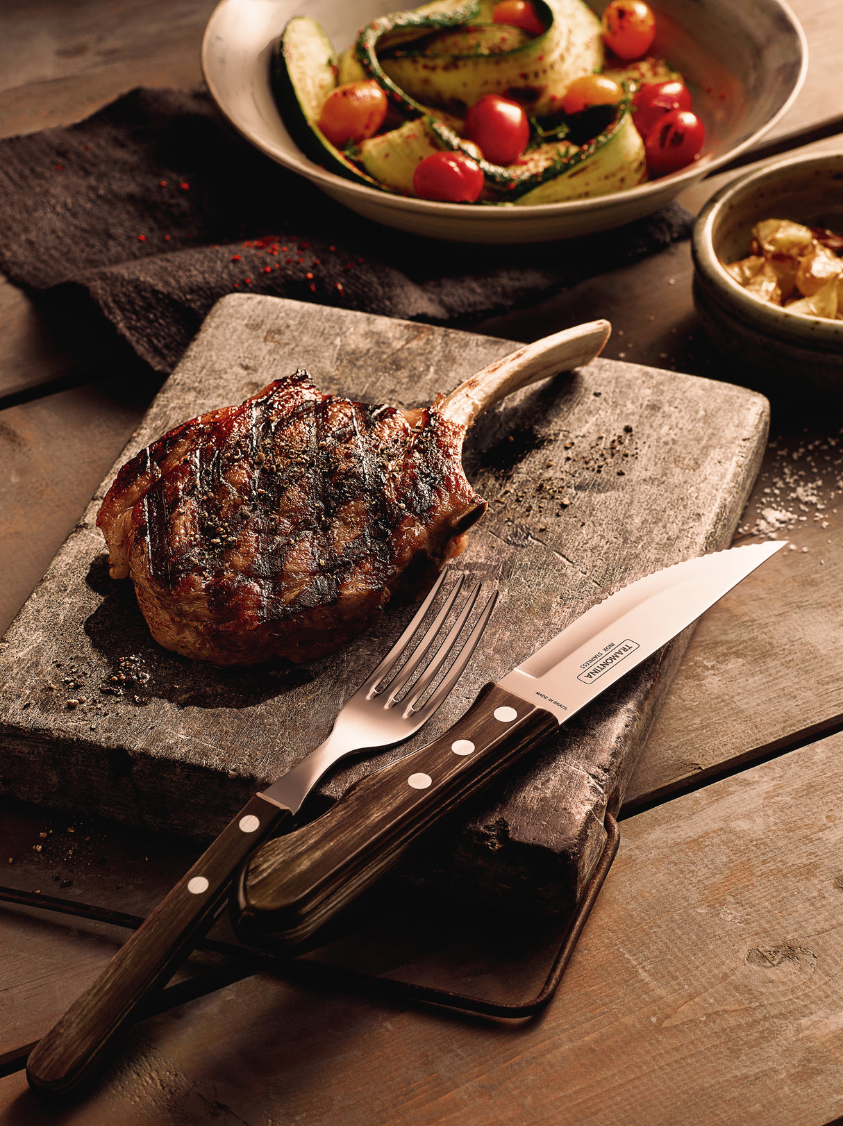Tramontina Juego de Cuchillos para Asado Jumbo Polywood Castaño 6 Piezas