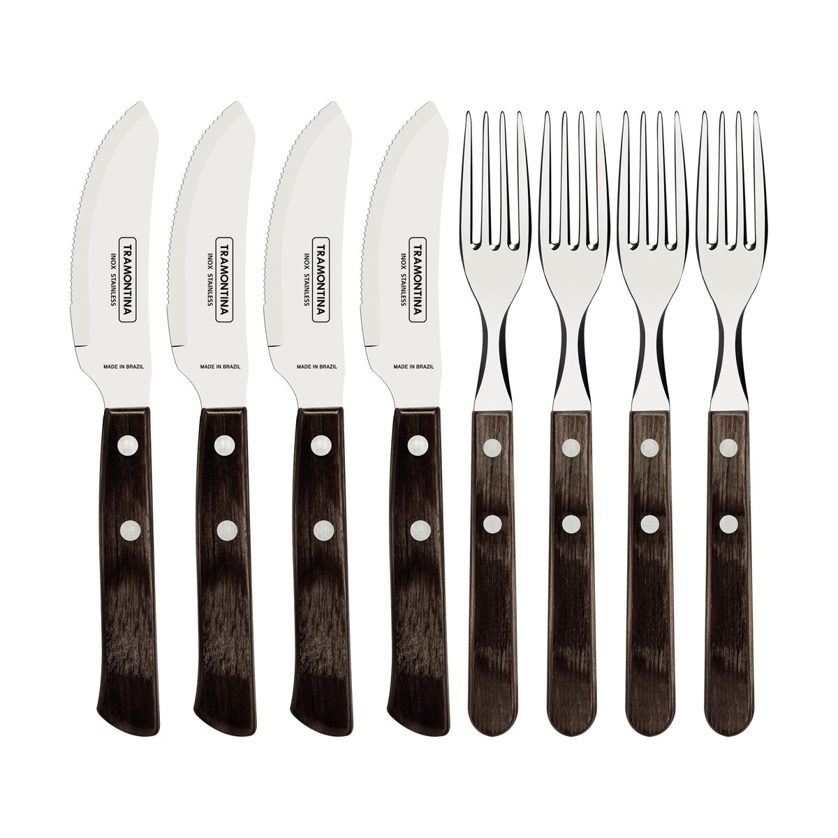 Tramontina Juego para Pizza en Acero Inoxidable y Mangos de Madera Polywood 8 piezas