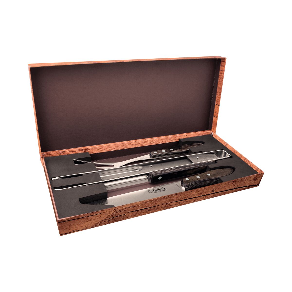 Tramontina Juego de Útiles para Carne/BBQ Polywood Castaño 3 piezas