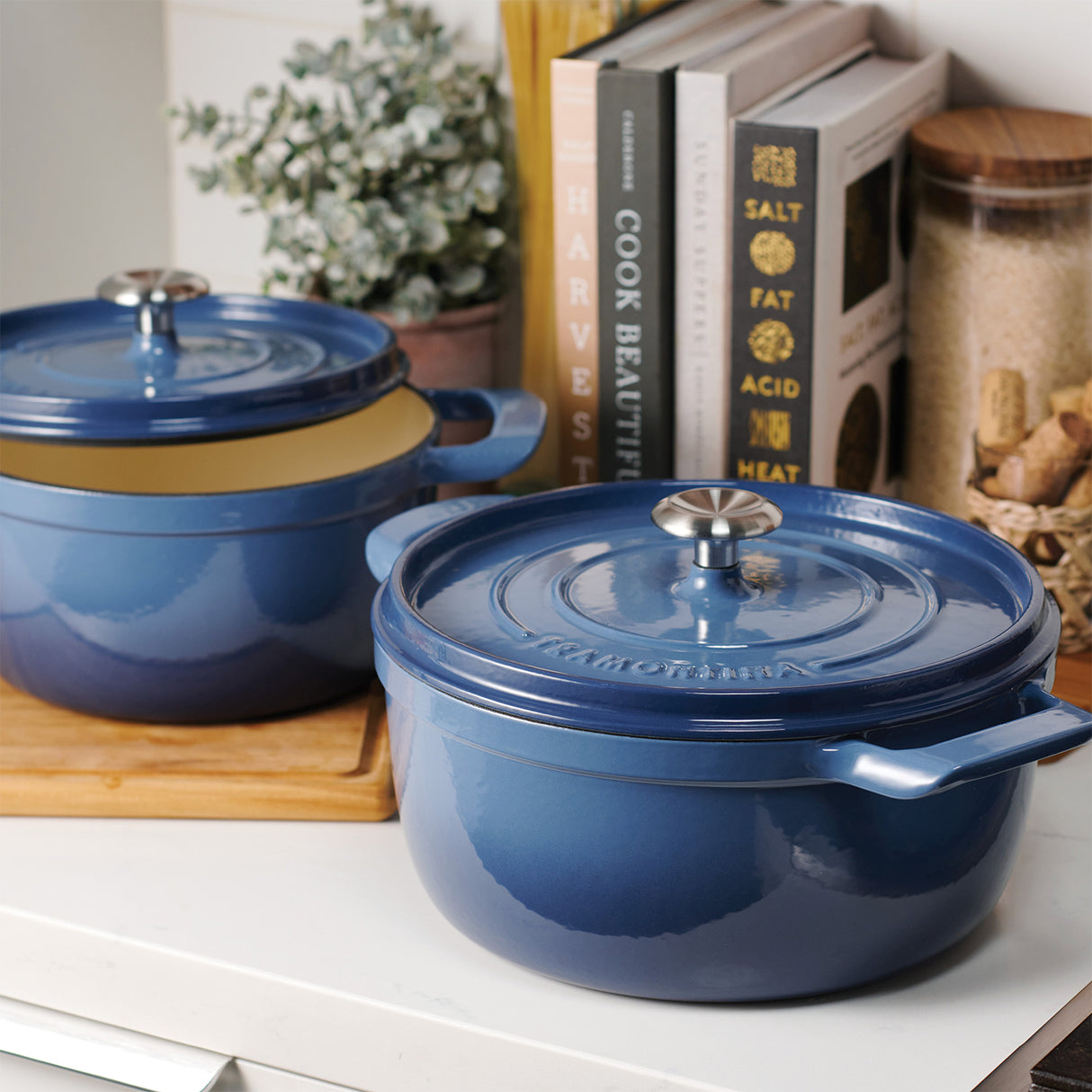 Tramontina Cocotte con Tapa de Hierro Fundido Esmaltado Azul 22 cm - 3,7L