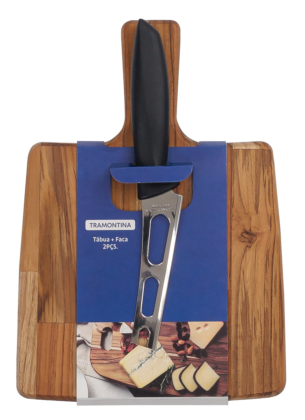 Tramontina Juego Tabla de Madera Teca + Cuchillo para Queso Kitchen