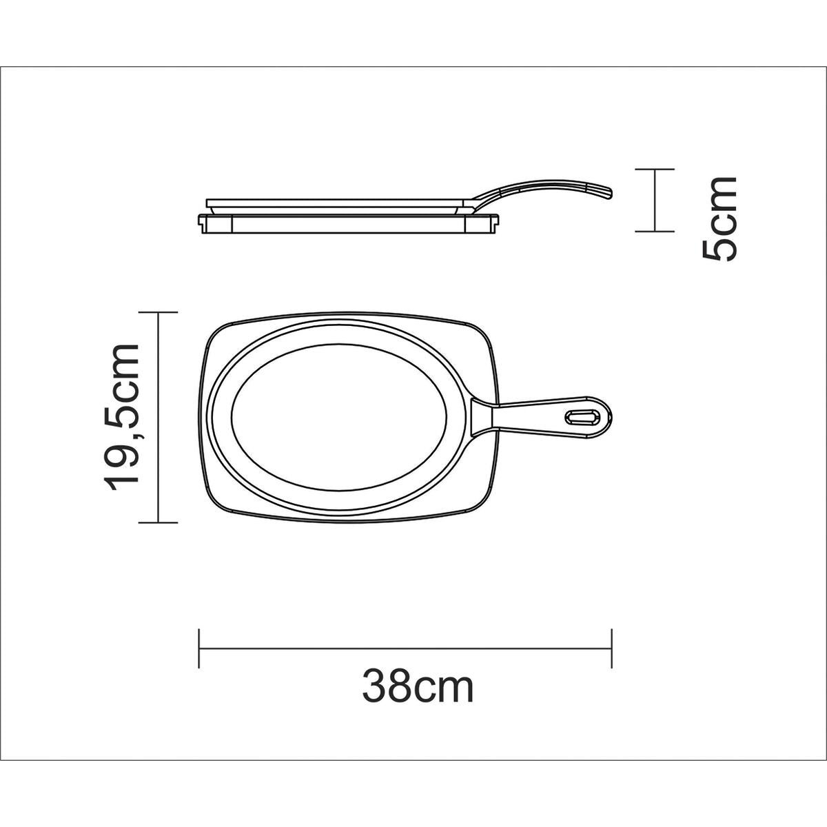 Tramontina Sartén de Hierro Fundido con Bandeja de Madera  Churrasco Essencial 38 x 19 cm