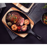 Tramontina Sartén de Hierro Fundido con Bandeja de Madera  Churrasco Essencial 38 x 19 cm