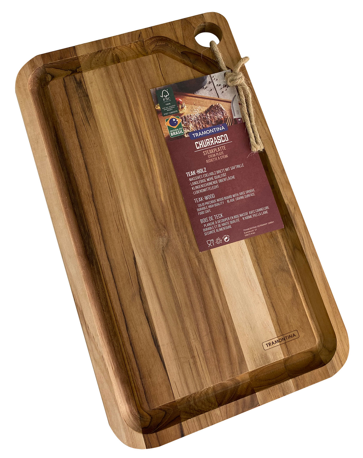 Tramontina Tabla de Madera Teca Churrasco Essencial 49 x 28 cm