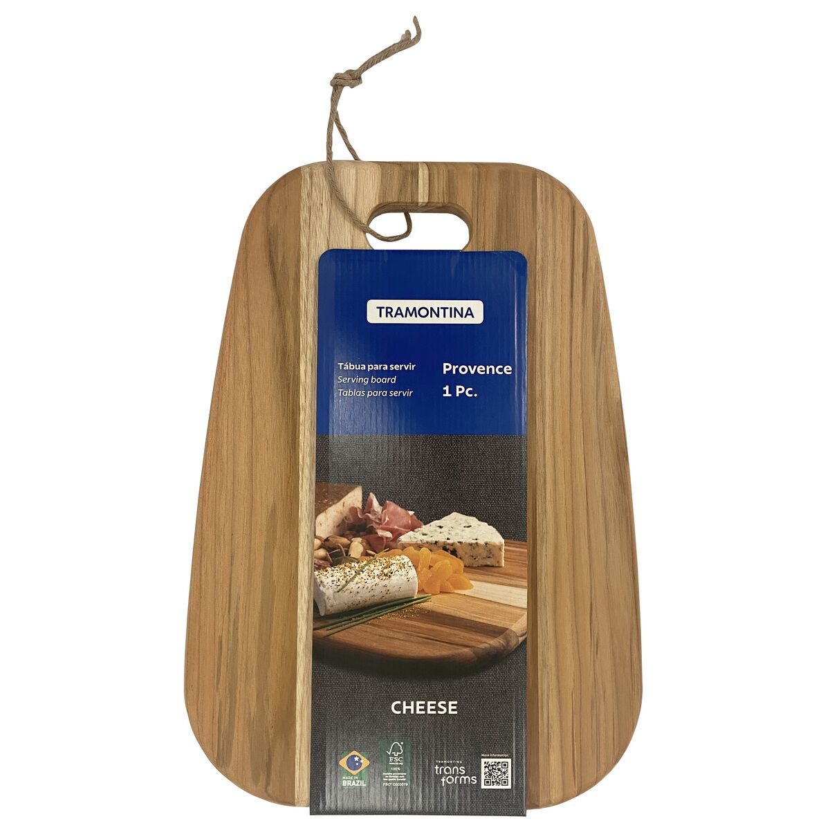Tramontina Tabla de Madera Teca para Quesos y Embutidos Provence 40 x 27 cm