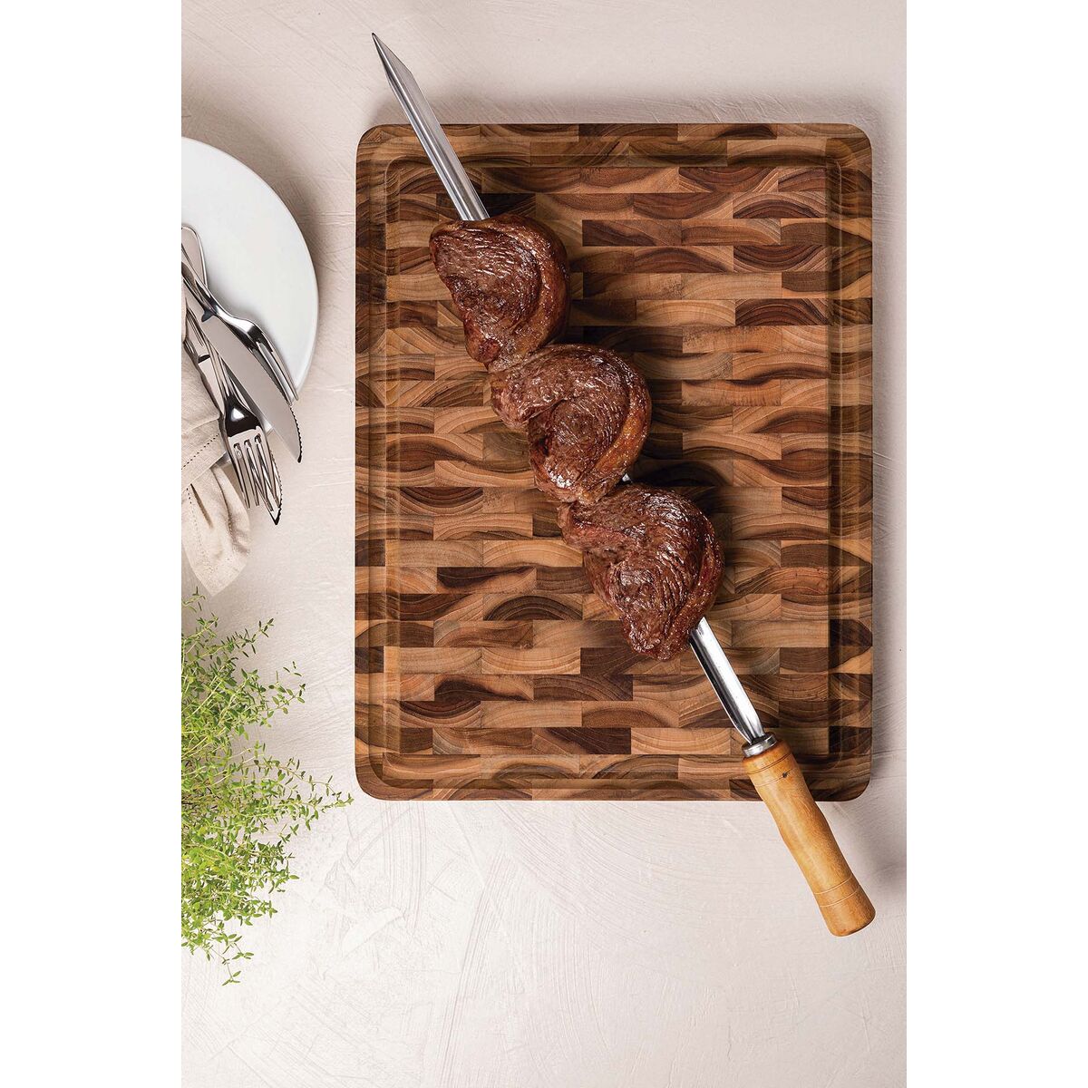 Tramontina Tabla de Madera Teca Churrasco Essencial 45 x 34 cm