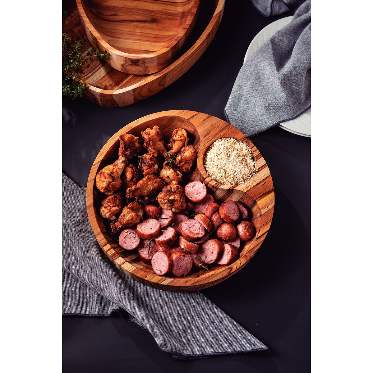 Tramontina Tabla Bandeja de Madera Teca Churrasco Premium 31 x 5 cm