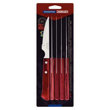 Tramontina Juego de Cuchillos Chuleteros Polywood Rojo FSC 6 piezas