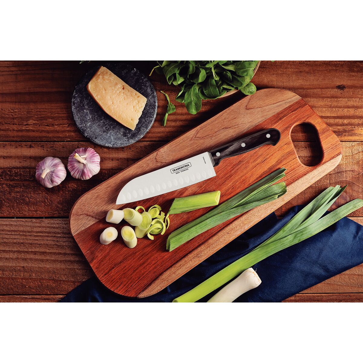 Tramontina Cuchillo Santoku Polywood Castaño 18 cm