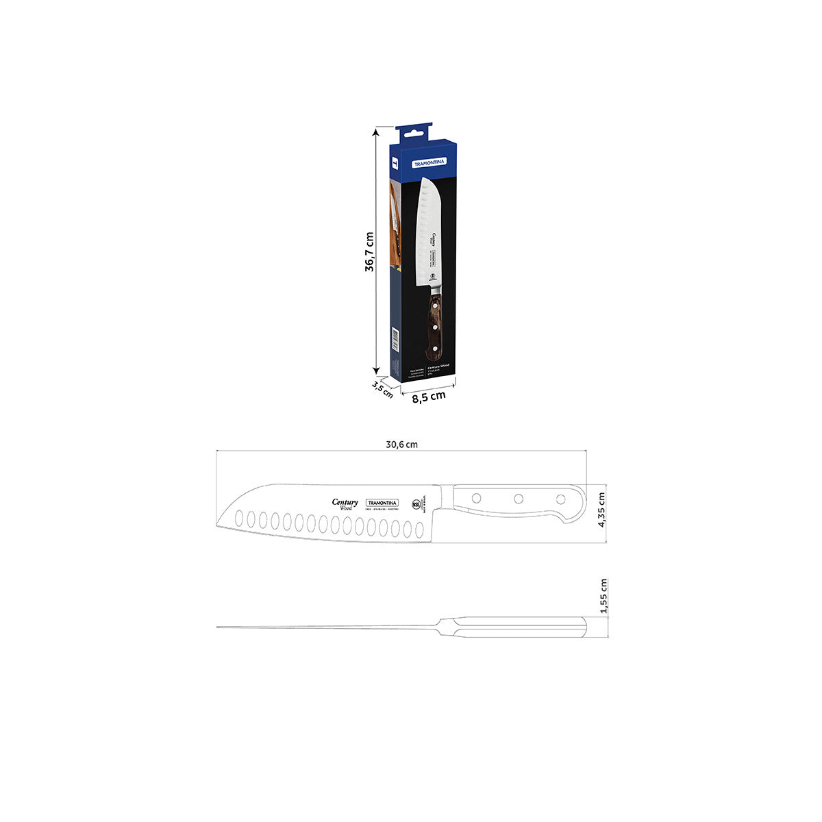 Tramontina Cuchillo Santoku Century Wood NSF 18 cm