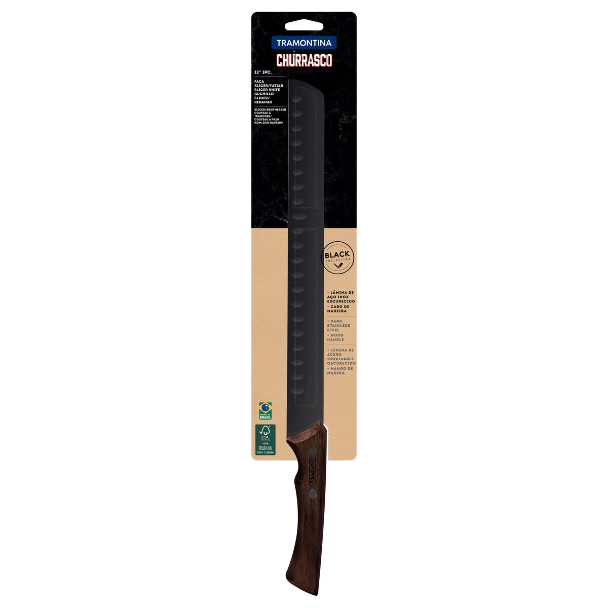 Cuchillo para Rebanar en Acero Inoxidable Black Collection FSC 30 cm