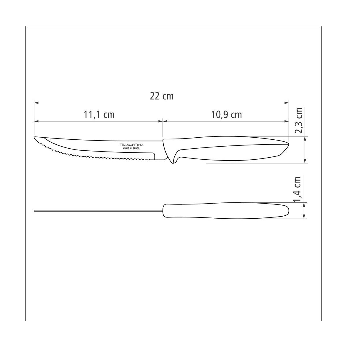 Tramontina Cuchillo Dentado Plenus Turquesa Acero Inoxidable 12 unidades