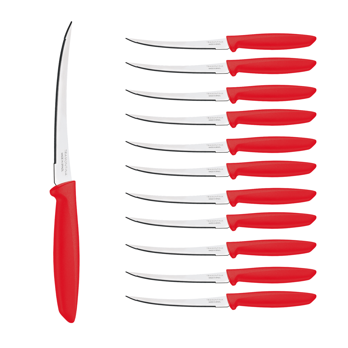 Tramontina Cuchillo para Tomates en Acero Inoxidable y Polipropileno Rojo 12 unidades