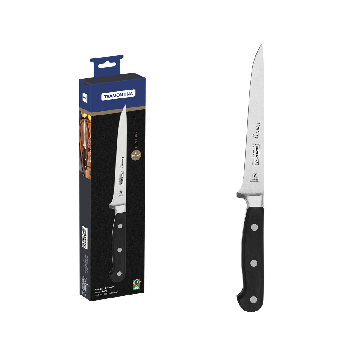 Tramontina Cuchillo para Deshuesar en Acero Inoxidable Century NSF 15,5 cm