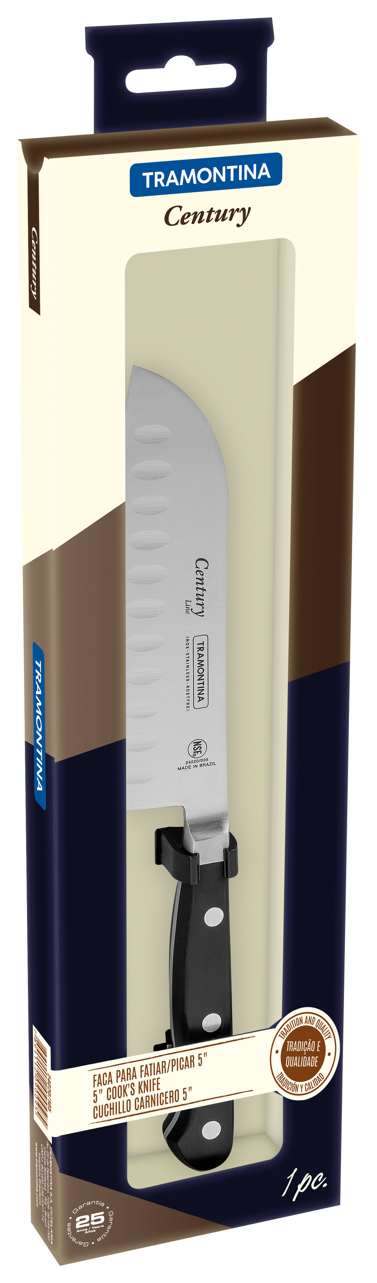 Tramontina Cuchillo Santoku en Acero Inoxidable Century 12 cm