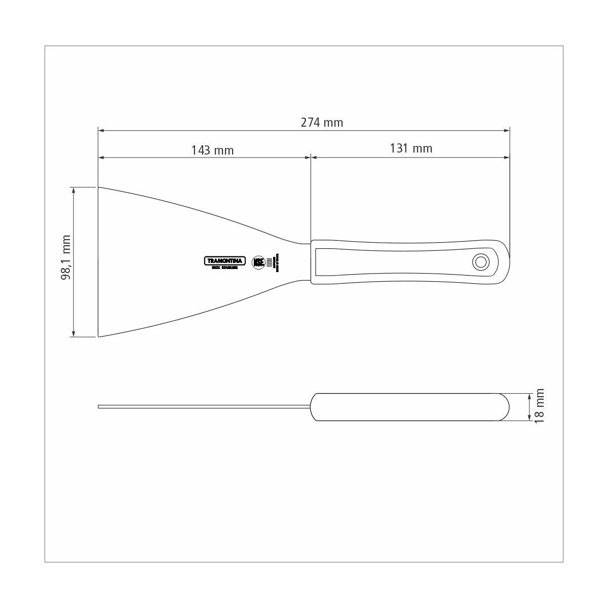 Espátula Plancha  12,5 x 10 cm Professional NSF
