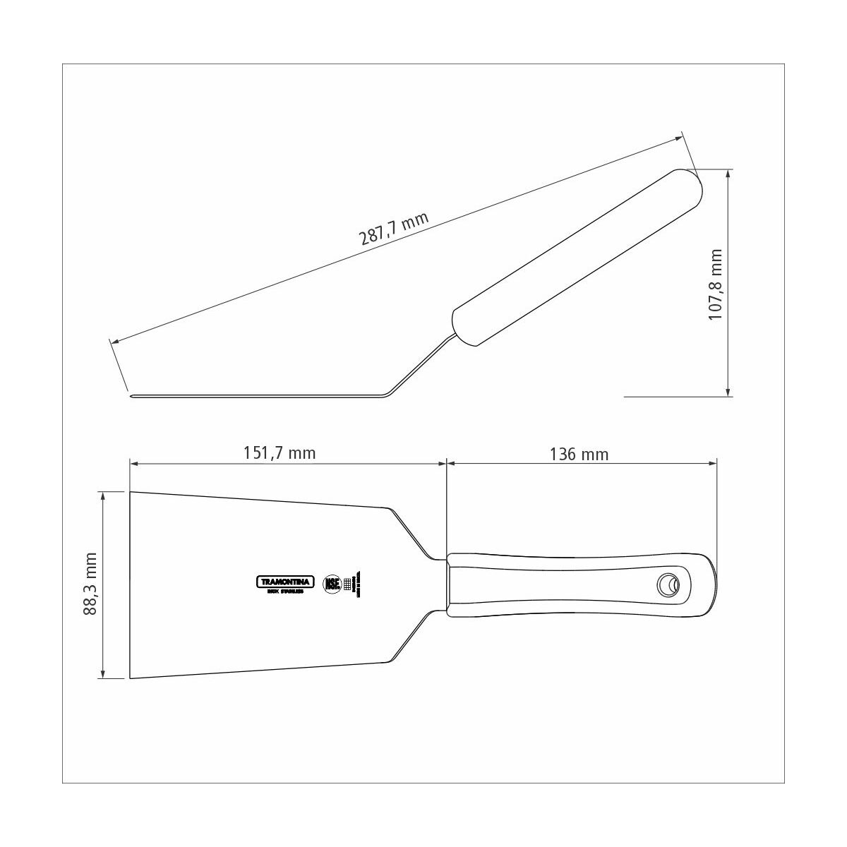 Espátula Acodada para Freír 15 x 9 cm Professional NSF
