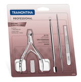 Tramontina Juego para Cutículas y Pinza de Acero Inoxidable 4 piezas