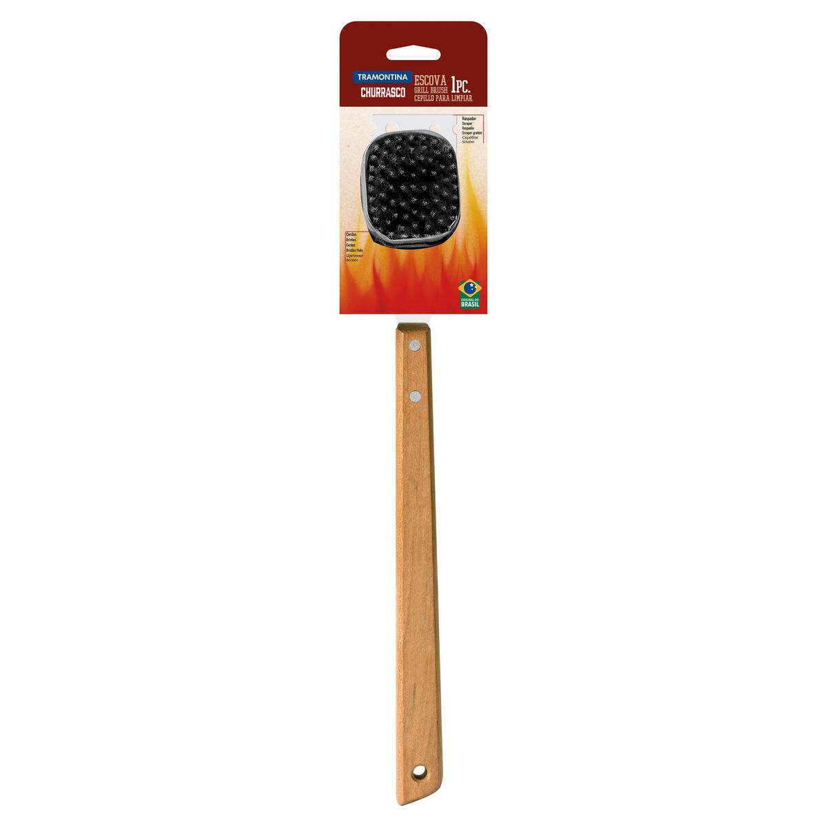 Tramontina Cepillo para Limpiar Parrilla con Mango de Madera 42 cm