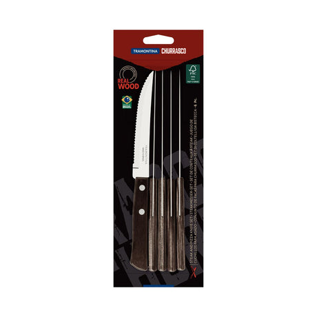 Tramontina Juego de Cuchillos para Carne/BBQ Polywood Castaño FSC 6 piezas