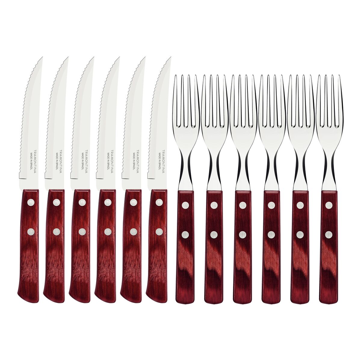 Juego de Cubiertos para Carne Polywood Rojo FSC 12 piezas