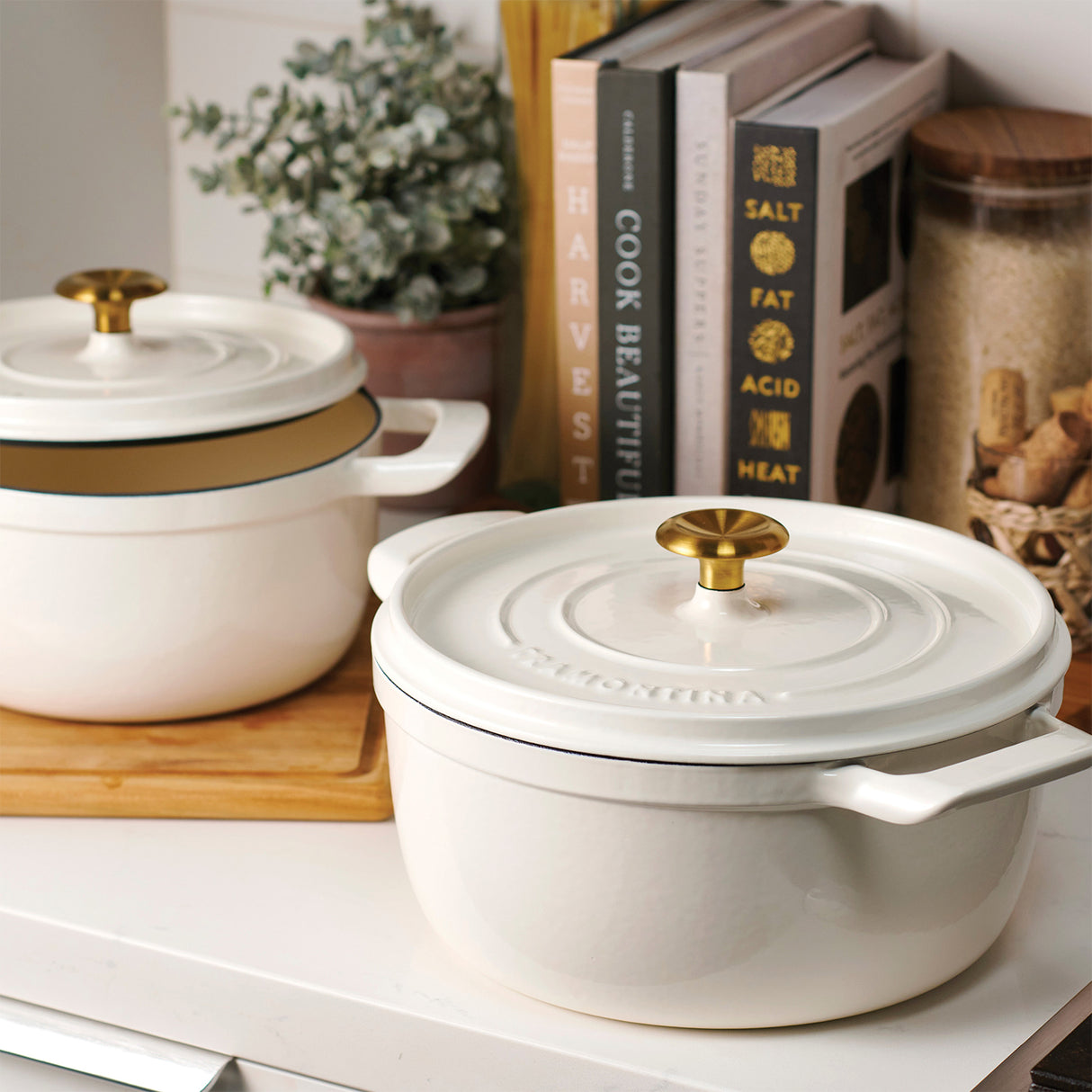 Tramontina Cocotte con Tapa de Hierro Fundido Esmaltado Latte 22 cm - 3,7L
