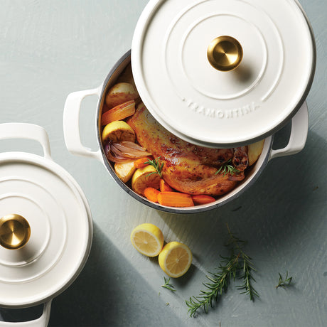 Tramontina Cocotte con Tapa de Hierro Fundido Esmaltado Latte 22 cm - 3,7L