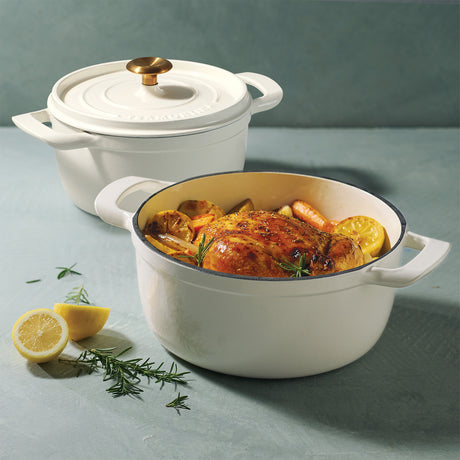 Tramontina Cocotte con Tapa de Hierro Fundido Esmaltado Latte 26 cm - 5,6 L