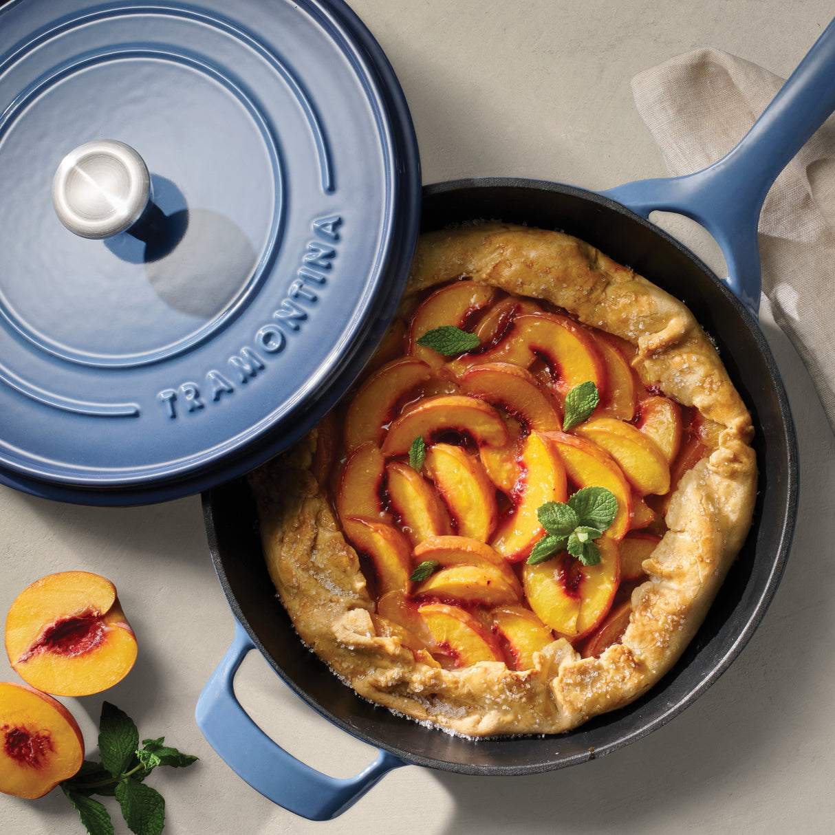Tramontina Sartén con Tapa de Hierro Fundido Esmaltado Azul 30 cm - 3,8 L