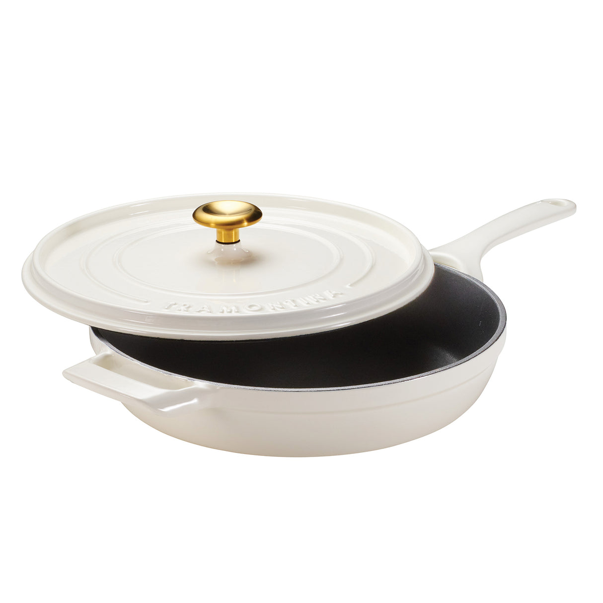 Tramontina Sartén con Tapa de Hierro Fundido Esmaltado Latte 30 cm - 3,8 L