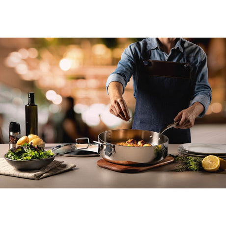 Tramontina Sartén Hondo Tri-Ply Grano de Acero Inoxidable 30 cm