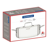 Tramontina Cacerola Tri-Ply Grano de Acero Inoxidable 24 cm 4,7L