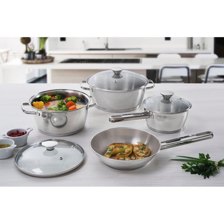 Tramontina Juego de Ollas Allegra de Acero Inoxidable con Fondo Triple 4 piezas