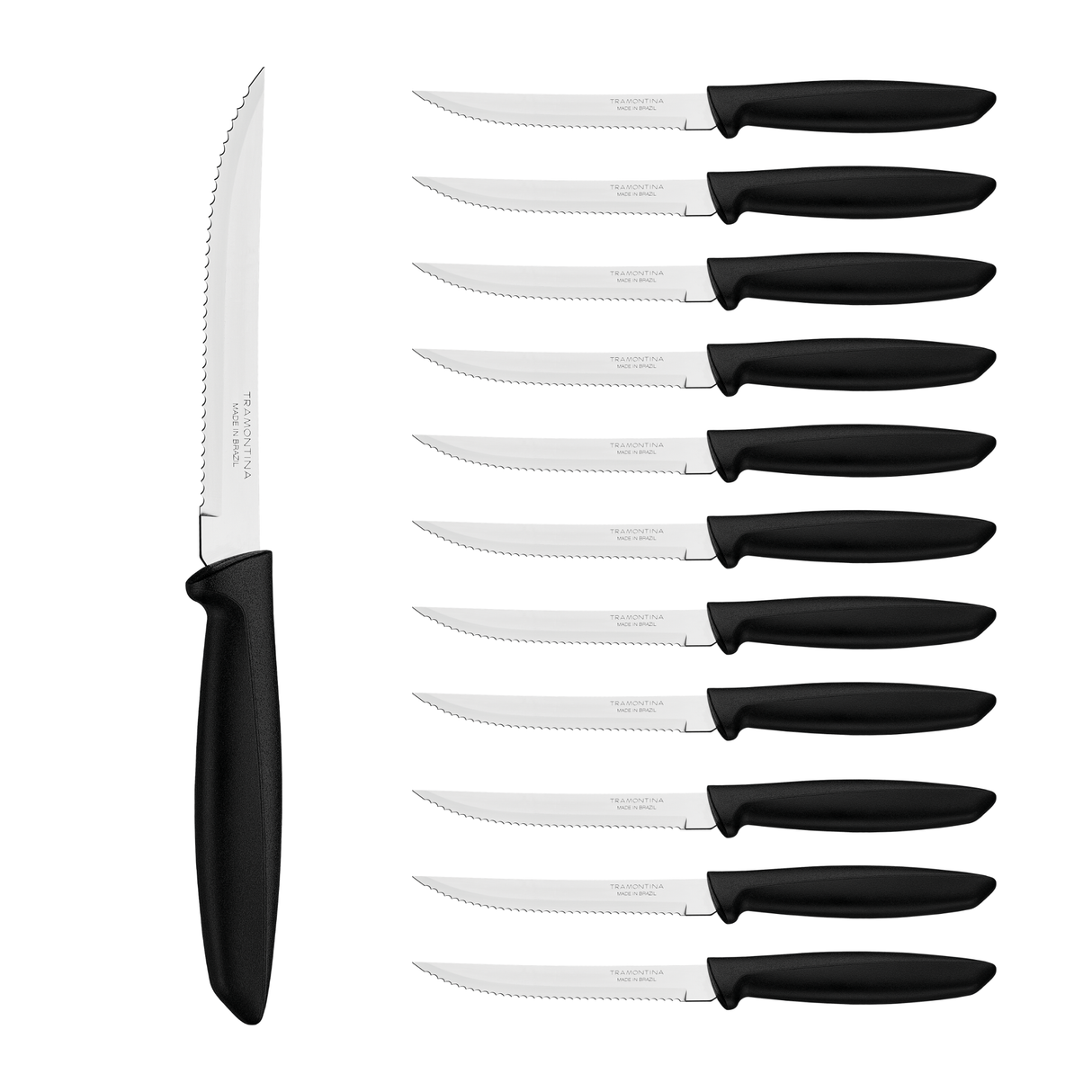 Tramontina Cuchillo Dentado Plenus Negro Acero Inoxidable 12 unidades