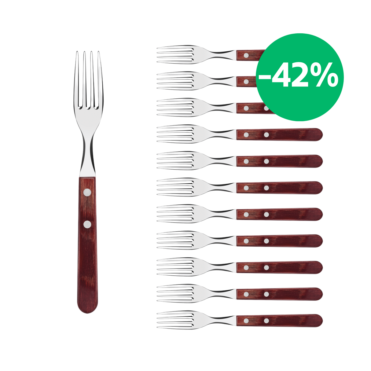 Tramontina Juego de 12 Tenedores Jumbo Polywood FSC Rojo