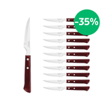 Tramontina Juego de 12 unidades de Cuchillos para Carne/Pizza Mango de Madera Tratada Polywood Rojo 11 cm